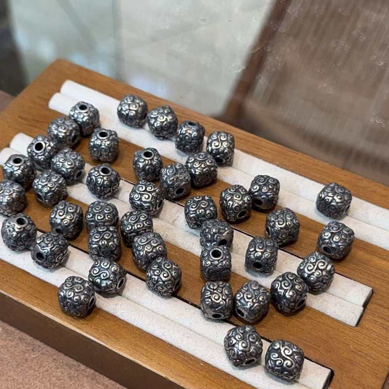 DIY精工三七老银回纹方块配件手工编绳文玩佛珠手串项链串珠配饰,淘宝优惠券,粉丝福利购,淘宝优惠卷