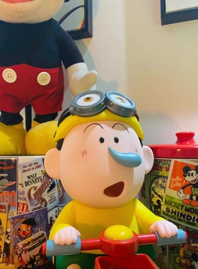 网红手办 阿呆自行车 蜡笔小新单车手办可爱摆件动漫潮玩创意礼物