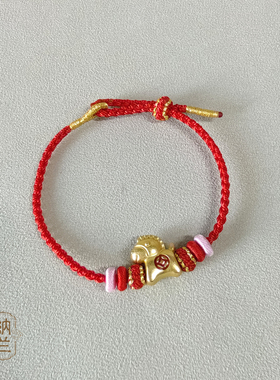 本命年手工可串珠红手绳精编叠戴可调节DIY送女友闺蜜情侣手链绳