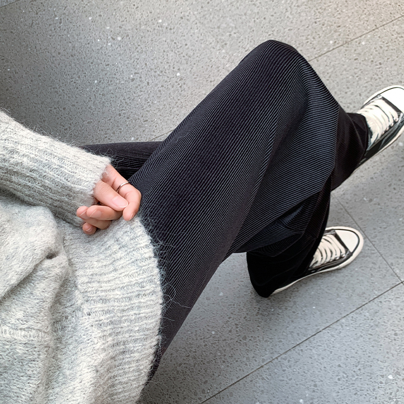 金丝绒阔腿裤秋冬季高腰休闲裤子 曼珂琳妮休闲裤
