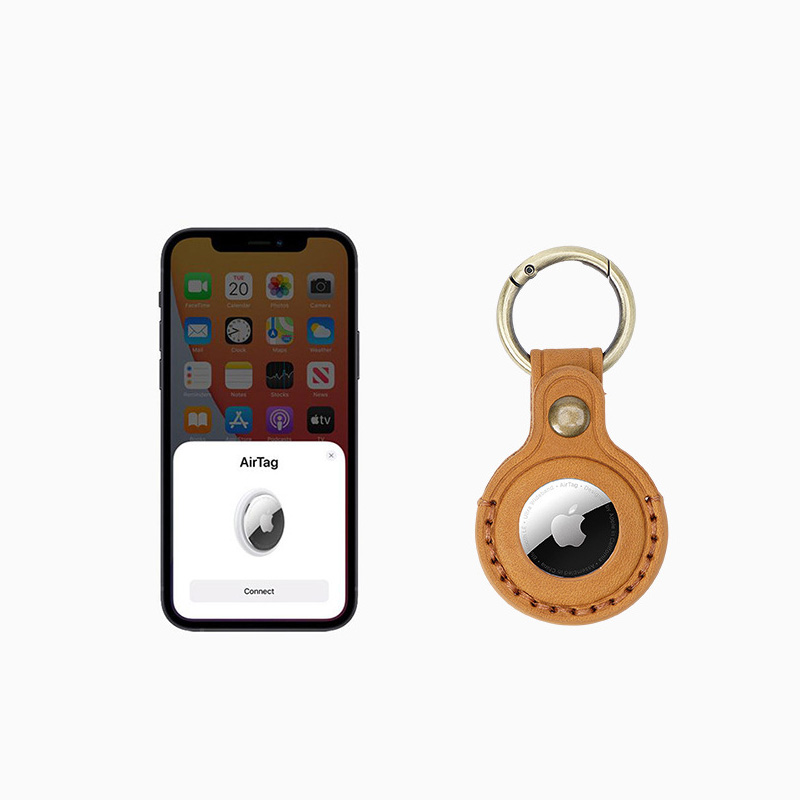 苹果AirTag真皮保护套带钥匙圈加厚立体工艺方便随身携带配件耐磨 - 图1