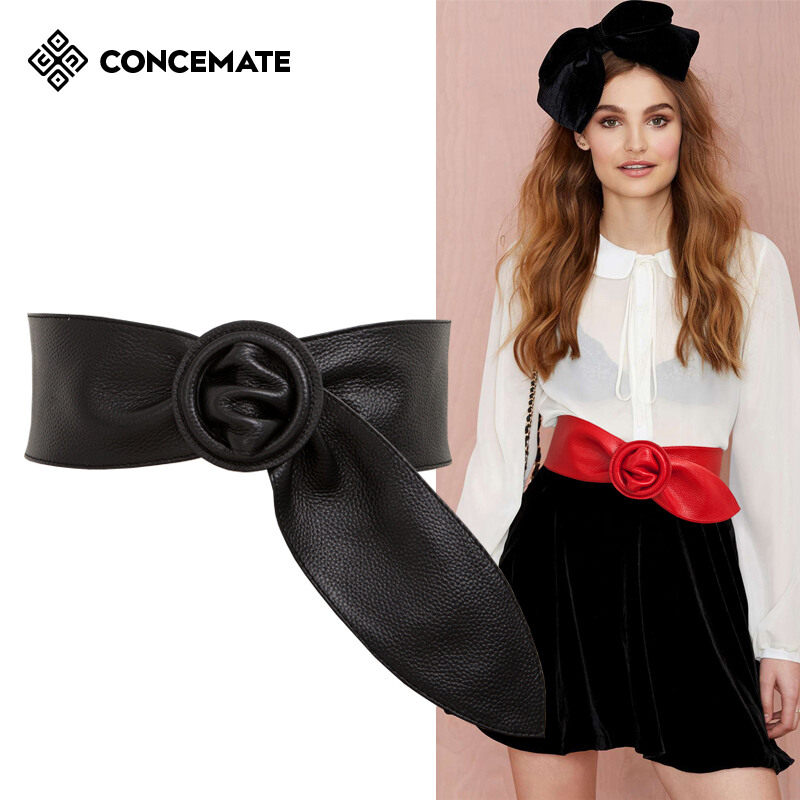 红色女配装饰白色连衣裙配饰宽皮带 概美腰带/皮带/腰链