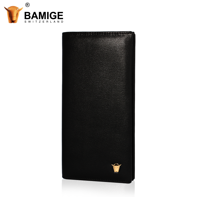 bamige小金牛男士中长款软牛皮钱夹 巴米格钱包