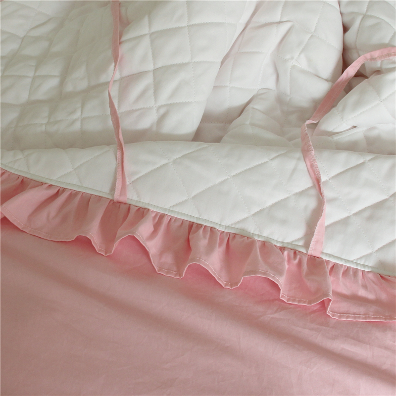 全棉加厚纯粉色床头罩布艺夹棉实木防撞海绵床头套保护套绑系带绳 - 图1