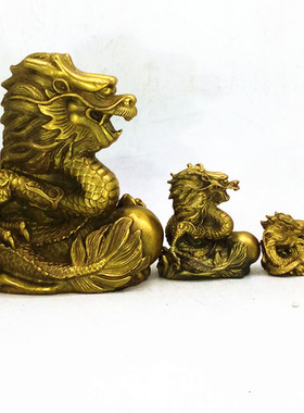 铜龙摆件盘龙飞龙龙神座青龙汉龙四爪金龙十二生肖龙吸水龙家居