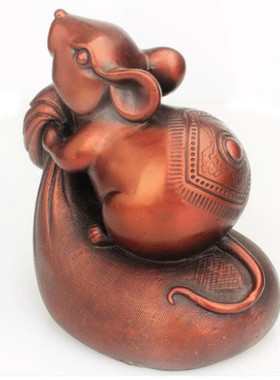 宝德居铜黄金鼠摆件十二生肖鼠招财运金钱袋鼠生肖老鼠家居礼品