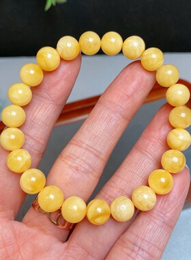 天然白花蜜蜡手链，品质完美，重8.2克，规格8.5mm