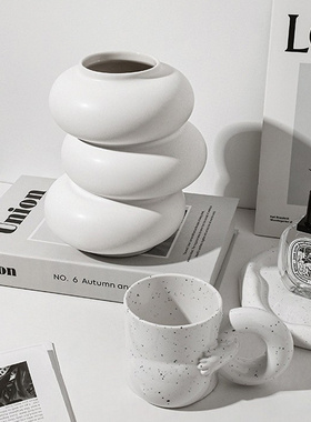 简约INS风素烧白色陶瓷摆件客厅