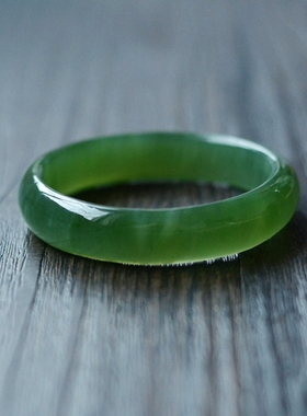 和田玉碧玉冰底猫眼手镯子俄碧老坑料535455圈口径带证书