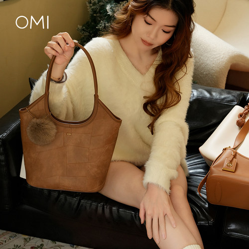 欧米omi托特包大容量新科技面料女单肩手提妈咪包带挂件 - 图3