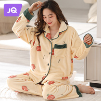 The Jing Ki Moon Subsuit Winter Postnatal Pregnant Woman Sleepwear Plus Suede Breastfeeding Breastfeeding Pregnant big code Home Residence Suit Women