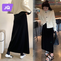Pregnant woman half-body dress Autumn winter style Fashionable Toabdominal a velvet dress with long section loose and thin straight tube half skirt tide