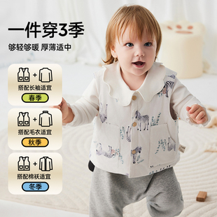 婧麒加厚夹棉婴儿马甲