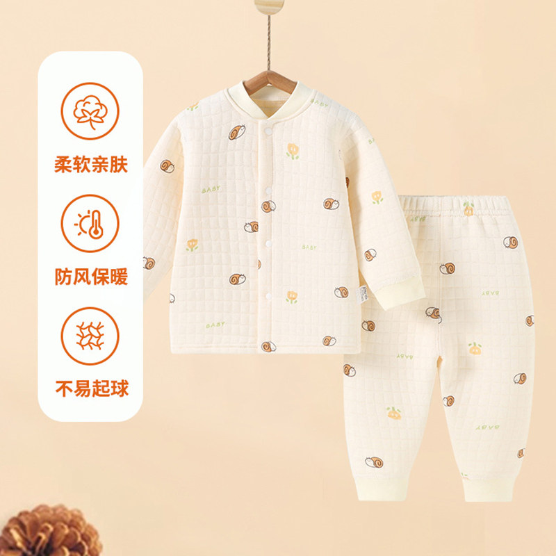 婧麒宝宝保暖内衣套装婴儿秋冬季衣服新生儿夹棉秋衣秋裤外穿加厚,淘宝优惠券,粉丝福利购,淘宝优惠卷