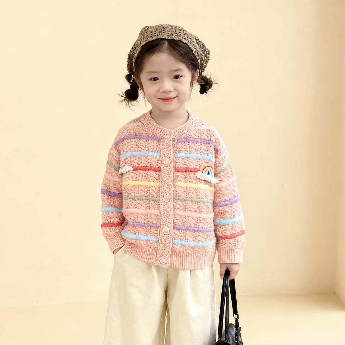 婧麒宝宝针织外套秋冬季2025新款女童洋气公主毛衣开衫小童秋装 - 图0