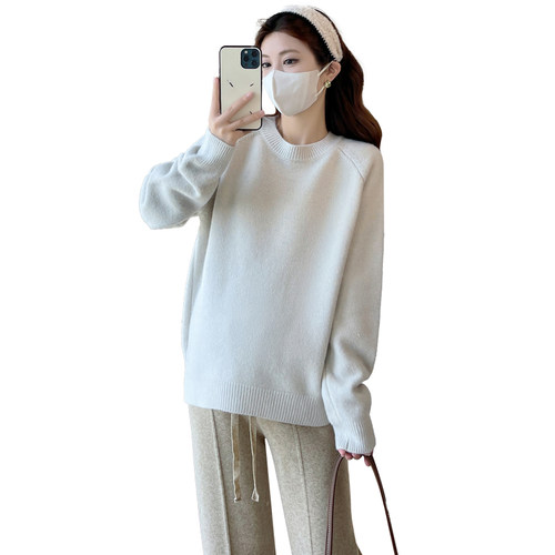 婧麒秋季款毛衣女新款宽松时尚慵懒风针织衫上衣套装保暖打底衫女 - 图3