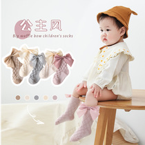 Baby Socks Spring Autumn Winter Pure Cotton Female Baby Midbarrel Socks Girl Han Tie Ocean Butterfly Knot Children Princess Socks