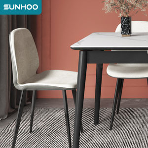 双虎家私 轻奢现代岩板餐桌伸缩简约家用大理石纹餐桌椅子组合315