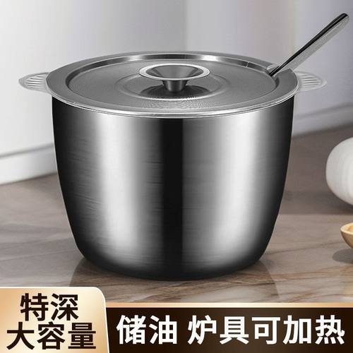 【带滤网】加厚不锈钢猪油罐双耳带盖家用厨房耐高温大容量猪油盆 - 图1
