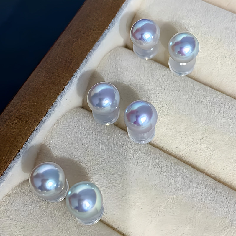 天然真多麻色akoya灰蓝mini耳钉海水小钢炮耳环 精致基础款养耳洞,淘宝优惠券,粉丝福利购,淘宝优惠卷