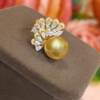 Gold Pearl Peacock Feather Ring Round Strong Light Bracelet Ring Hong Kong Imported Seiko Open Mouth Rich Gold