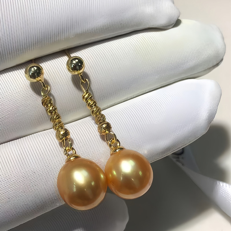 人鱼泪耳线天然真珍珠 金珠耳环坠爆闪款轻奢高级气质百搭灵动,淘宝优惠券,粉丝福利购,淘宝优惠卷