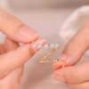 Akoya Akoya natural seawater small light bulb pearl ring for women 18k gold light luxury high-end double-layer ring
