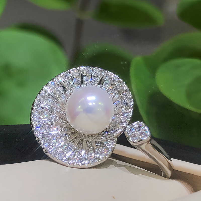 天然海水akoya珍珠戒指 法式复古设计款耳环套装高级感轻奢可调节,淘宝优惠券,粉丝福利购,淘宝优惠卷