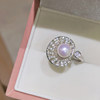 Natural seawater akoya pearl ring, French retro design earring set, high-end, light luxury and adjustable