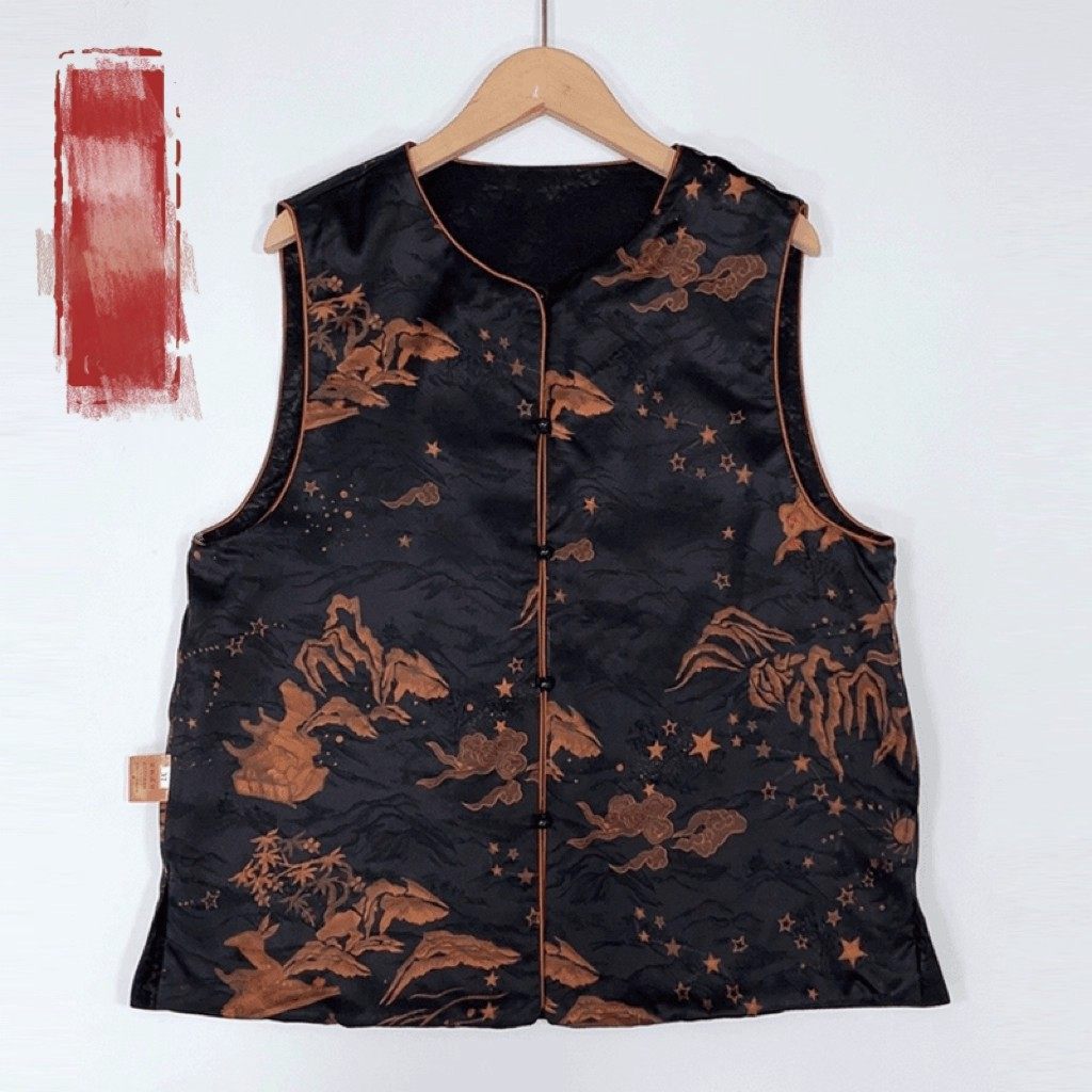 春秋新款新中式时尚复古重工刺绣休闲双面双穿马甲女百搭坎肩背心,淘宝优惠券,粉丝福利购,淘宝优惠卷