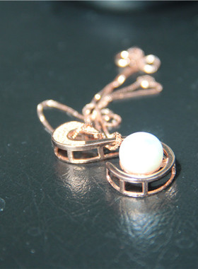 全新女士玫瑰金镶珍珠孤品吊坠