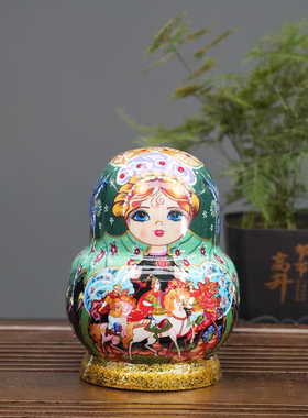 俄罗斯套娃10层风干椴木喷绘儿童益智玩具摆件女生节日礼物哈尔滨