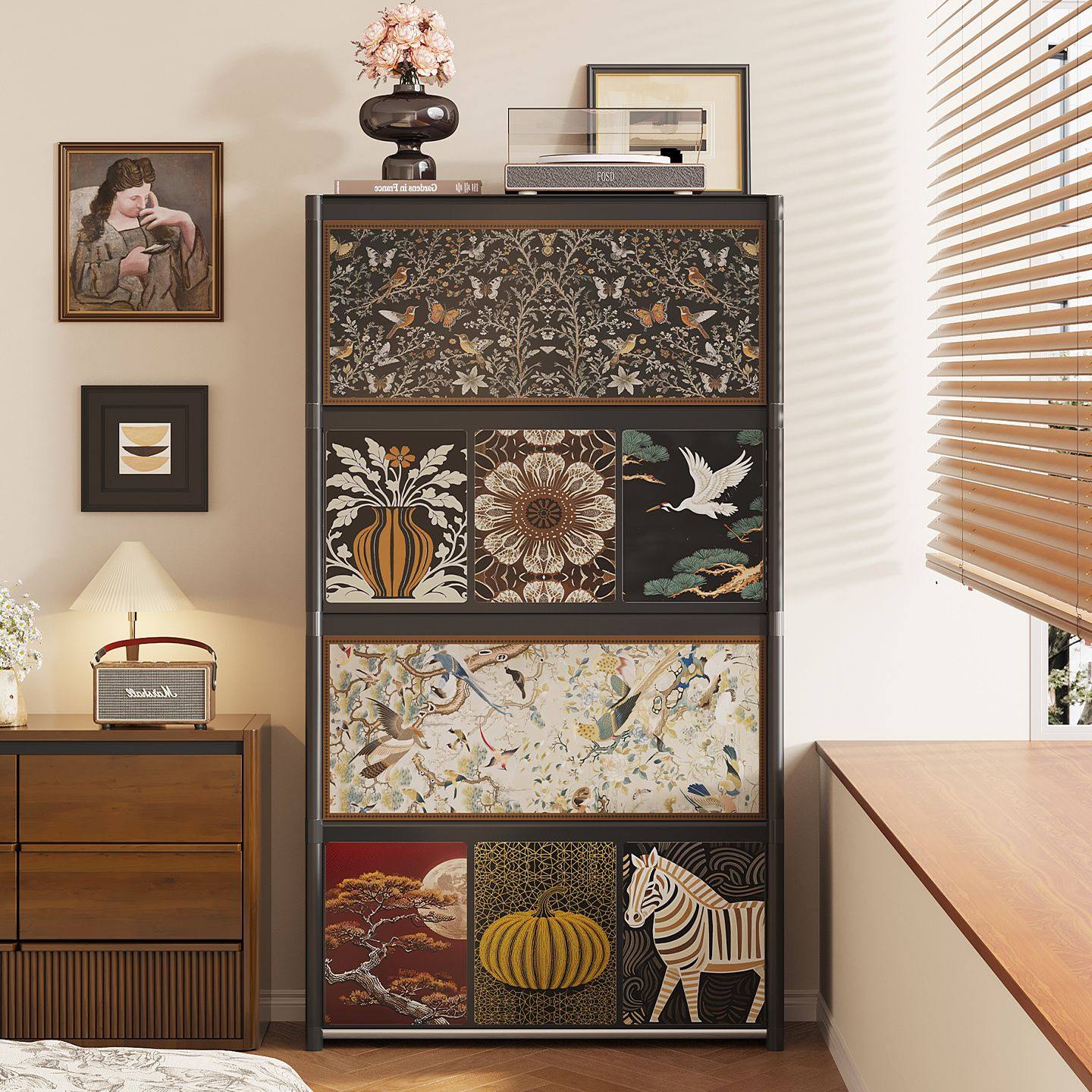 简易衣柜家用卧室出租房用宿舍组装衣物收纳柜中古风防尘储物柜子,淘宝优惠券,粉丝福利购,淘宝优惠卷