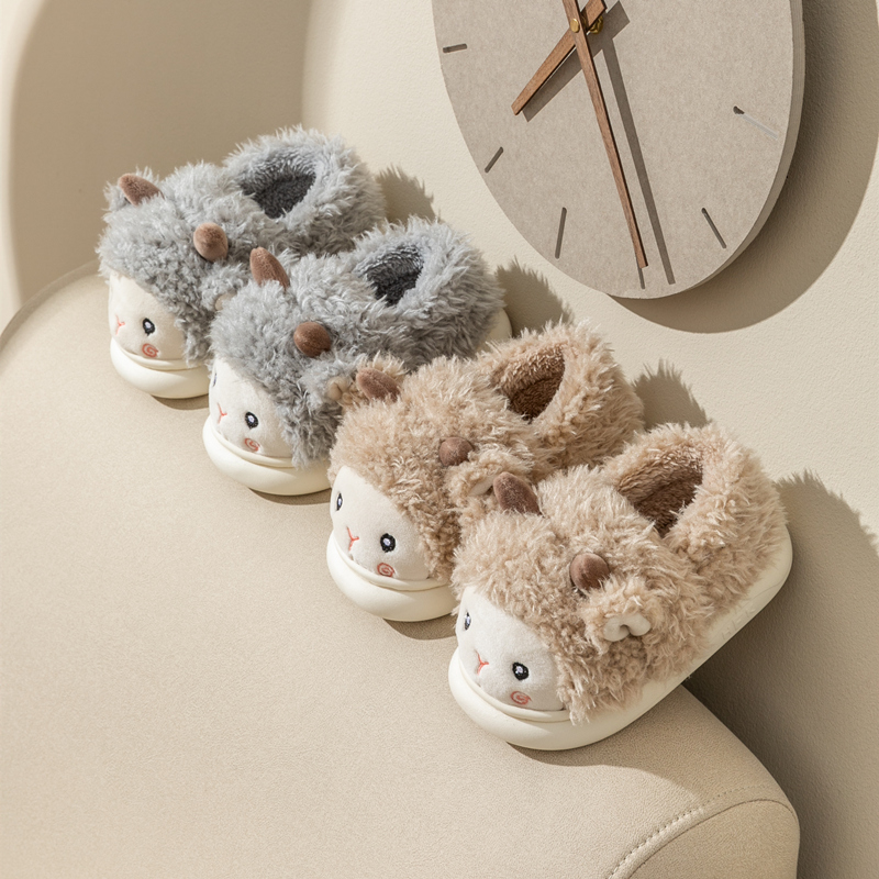 儿童棉拖鞋冬季男童女童宝宝居家室内防滑保暖卡通可爱小孩毛拖鞋