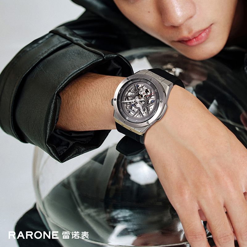 Rarone雷诺双子星镂空机械表男全自动纯机械手表男士国产腕表男款