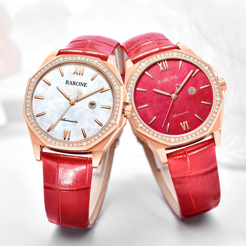 Rarone雷诺新款手表女机械表时尚大气日历防水官方正品女士手表