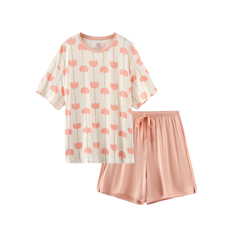 【门店同款】红豆50S凉感莫代尔夏季女士短袖睡衣可外穿居家睡裙 - 图3