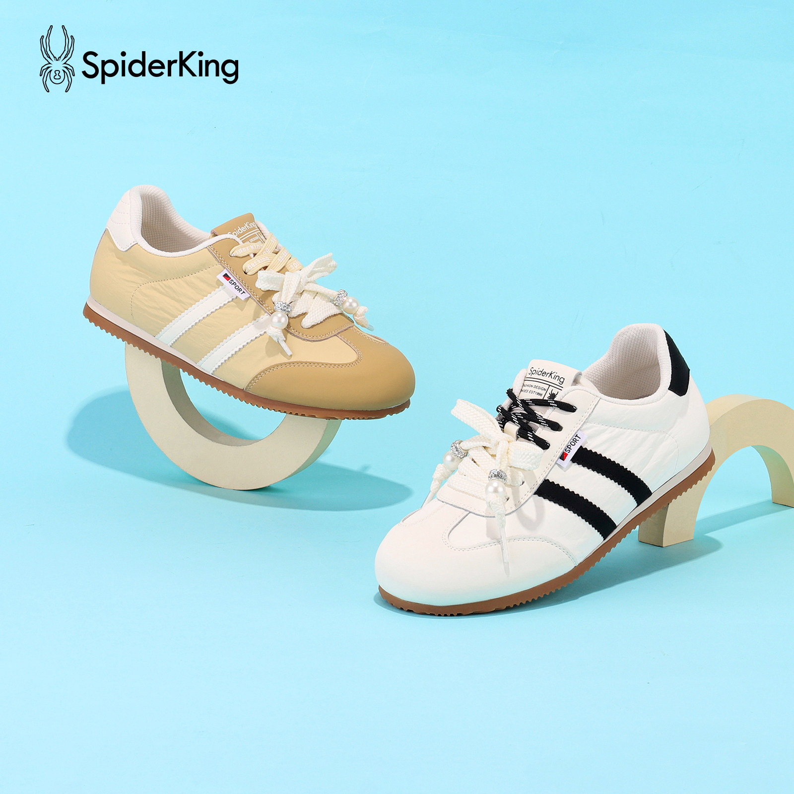 蜘蛛王女鞋复古德训鞋时尚平底系带休闲运动鞋2026年新款春季板鞋,淘宝优惠券,粉丝福利购,淘宝优惠卷