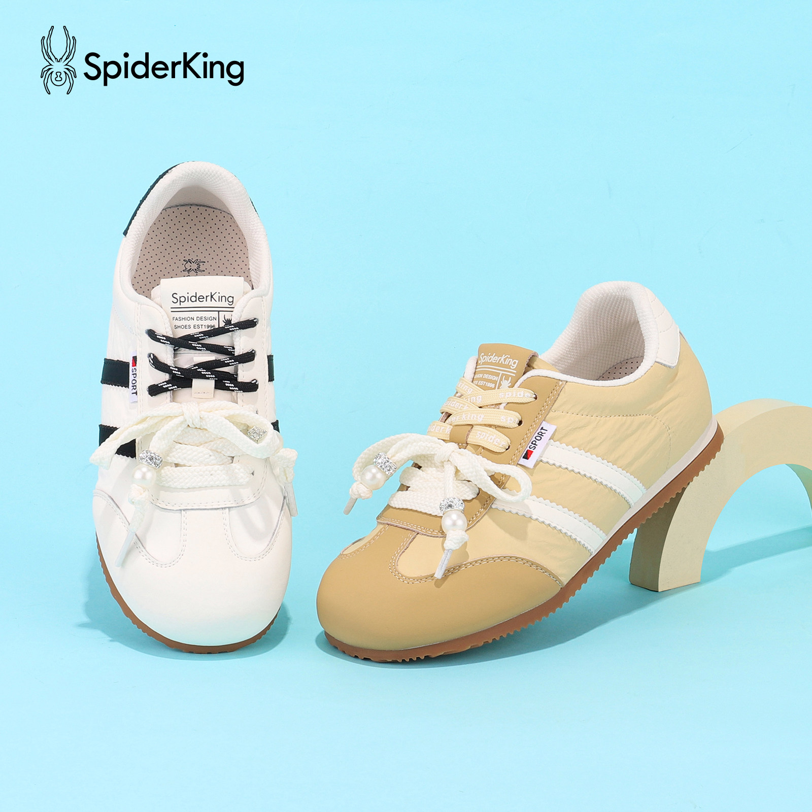 蜘蛛王女鞋复古德训鞋时尚平底系带休闲运动鞋2026年新款春季板鞋,淘宝优惠券,粉丝福利购,淘宝优惠卷
