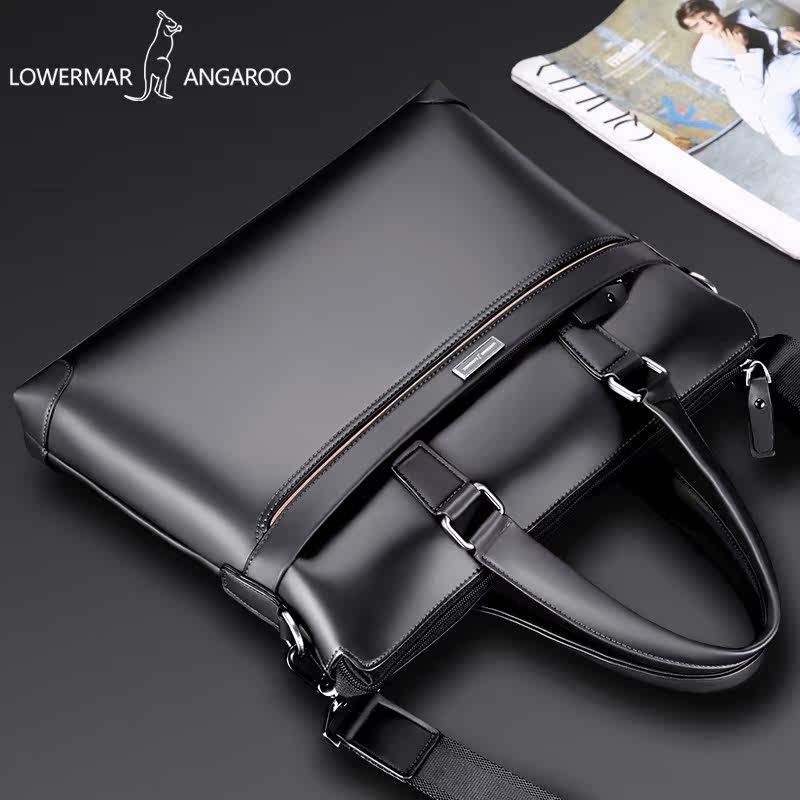 路尔玛袋鼠牛皮商务休闲男公文包 益程箱包男士包袋