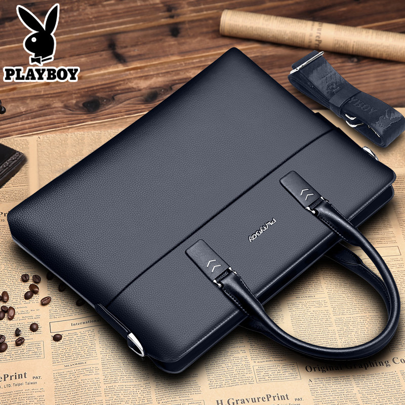 花花公子手提包牛皮单肩横款公文包 益程箱包男士包袋