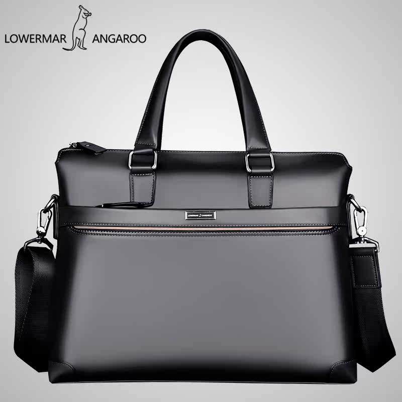 路尔玛袋鼠牛皮商务休闲男公文包 益程箱包男士包袋