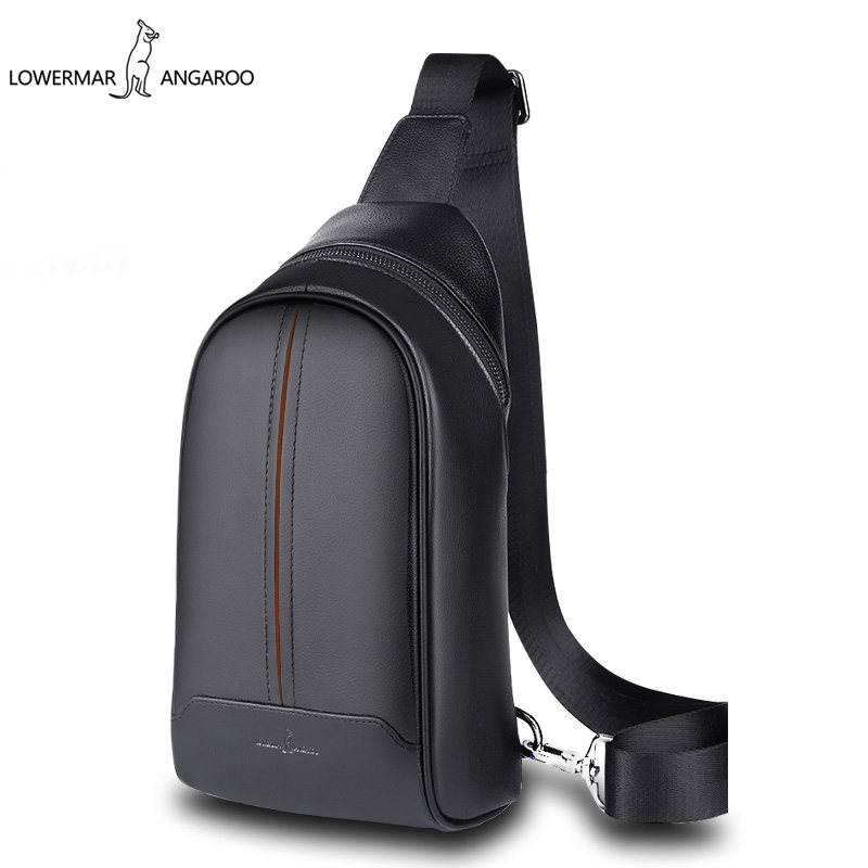 路尔玛袋鼠胸包男真皮韩休闲斜跨包 益程箱包男士包袋