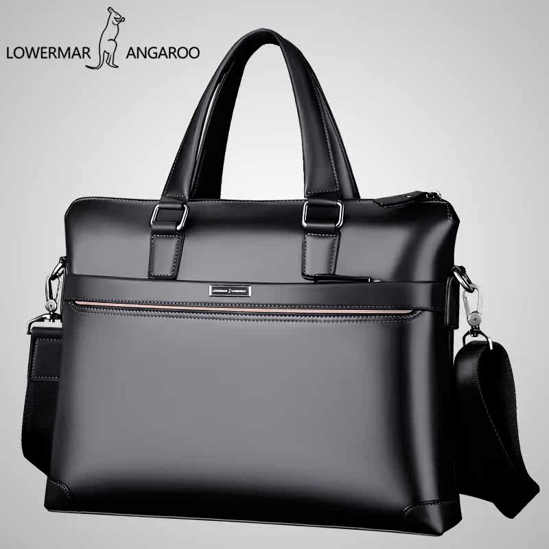 路尔玛袋鼠牛皮商务休闲男公文包 益程箱包男士包袋