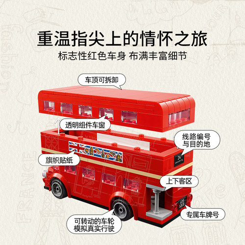 乐高官方旗舰店正品40953红色伦敦巴士拼装积木儿童益智玩具礼物 - 图2