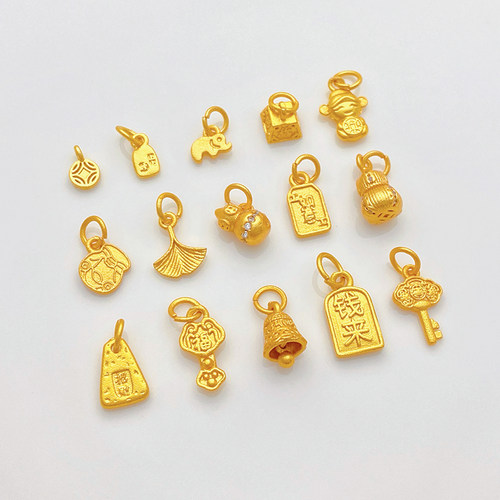 强保色磨砂沙金小吊坠diy配件招财如意福运吉祥手链项链饰品挂件 - 图3