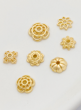 14K包金保色花朵形花托珠托花帽