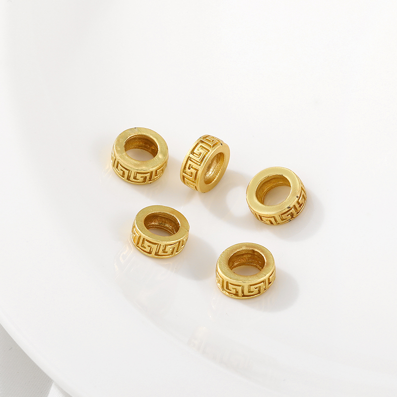 沙金保色万字纹大孔隔珠diy手工制作串珠手链项链首饰品材料配件 - 图1