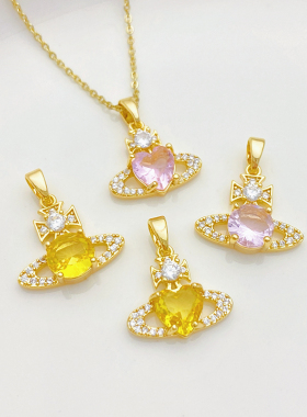 18K包金镶嵌锆石星球吊坠手工diy