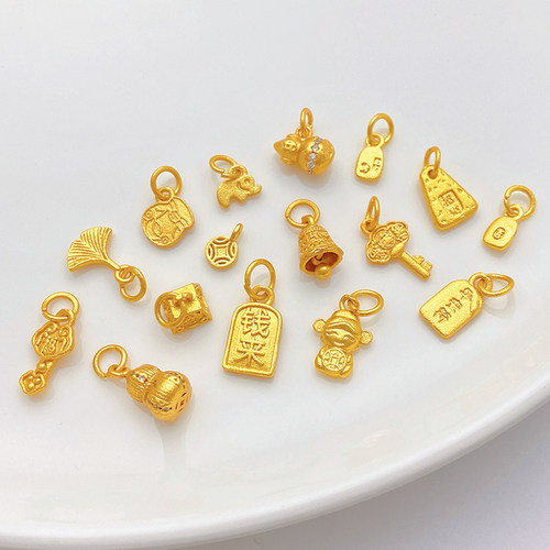 强保色磨砂沙金小吊坠diy配件招财如意福运吉祥手链项链饰品挂件 - 图2